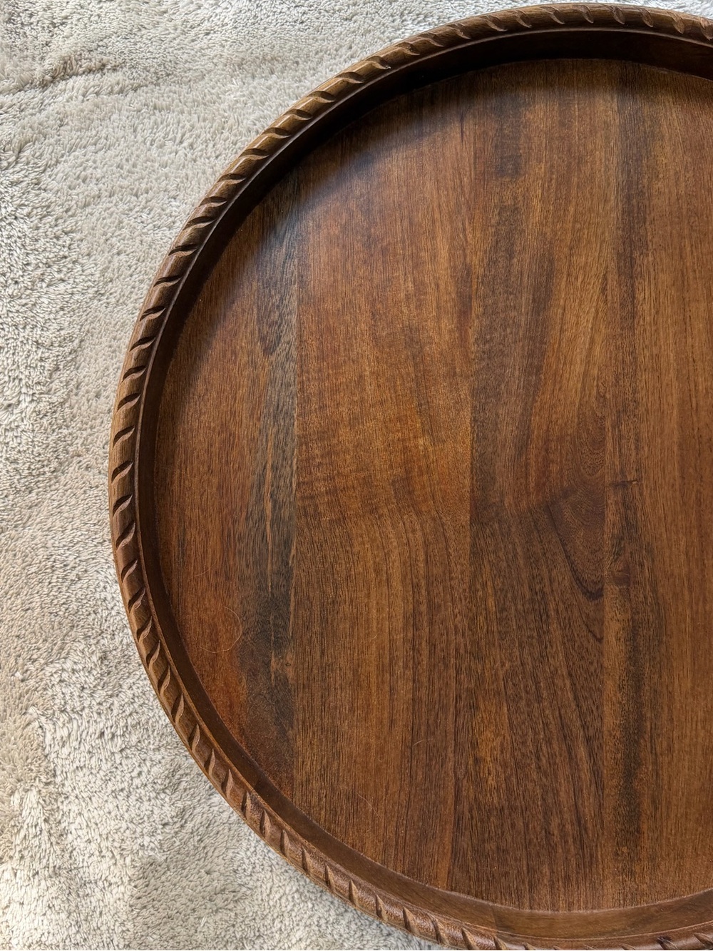 Studio McGee Braided Edge Wood Tray Dark Brown - Picture 6 of 7